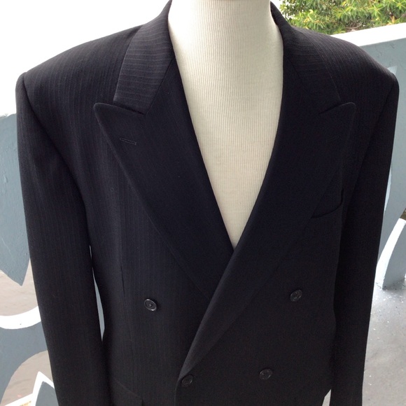 Jack Victor Montreal 100% Pure Virgin Wool Black Double Breasted Dress Blazer - Picture 3 of 16